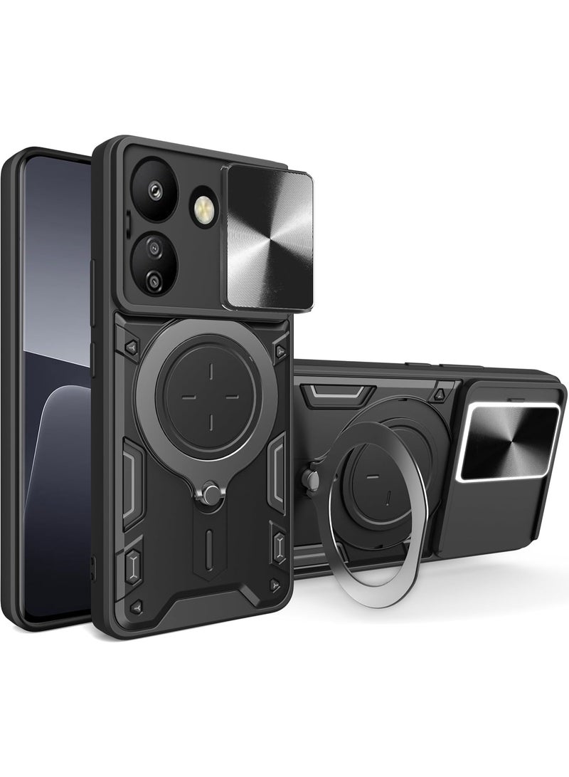 Case Cover Shockproof CD Protective Case with Camera Protection and Metal Ring Compatible with Vivo Y36 / Y27s (Black) - Image 1